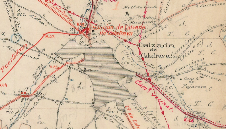 Minuta cartográfica del pueblo de Calzada de Calatrava