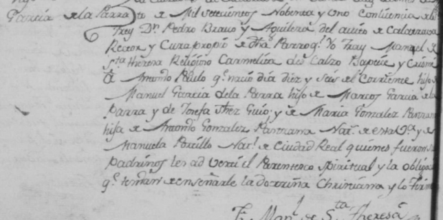 Inscripción del bautismo de Antonio García de la Parra, (a) Orejita.